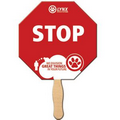 Stop Sign Stock Shape Fan w/ Wooden Stick